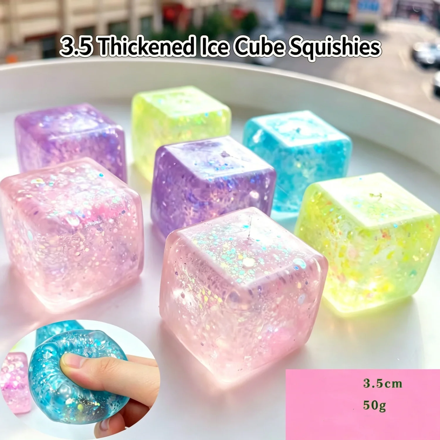 Viral Mini Maltose Square Aurora Ice Cube Squishy Slow Rise Pop up Gashapon Stress Relief Small Toy