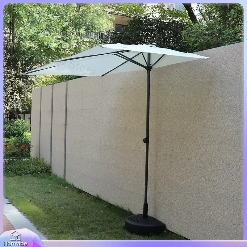 Outdoor Half Umbrella Wall Mounted Parasol Square Patio Balcony Sunshade Adjustable Height Garden Flower Plant Shade Cover