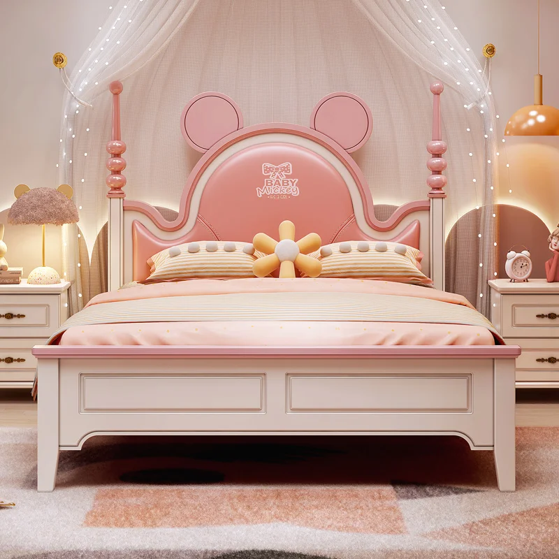 European Girls Modern Double Bed Luxury Loft Princess Space Saving Children Beds Frames Single Children Beliche Hotel Furniture