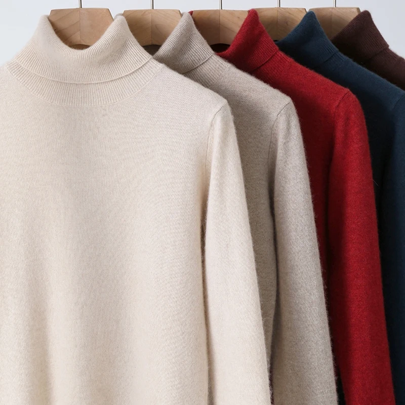 ZOCEPT 100 Cashmere Turtleneck Sweater for Women Winter Casual Warm Knitted Pullover Sweater Korean Simple Ladies Tops Jumper