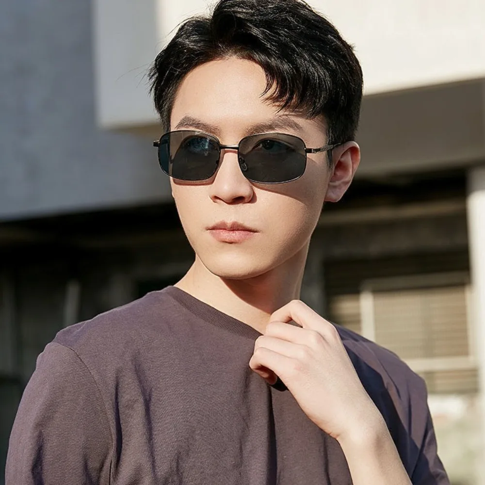 Occhiali da sole pieghevoli polarizzati per guida da uomo, giorno e notte, occhiali da sole quadrati a doppio scopo che cambiano colore