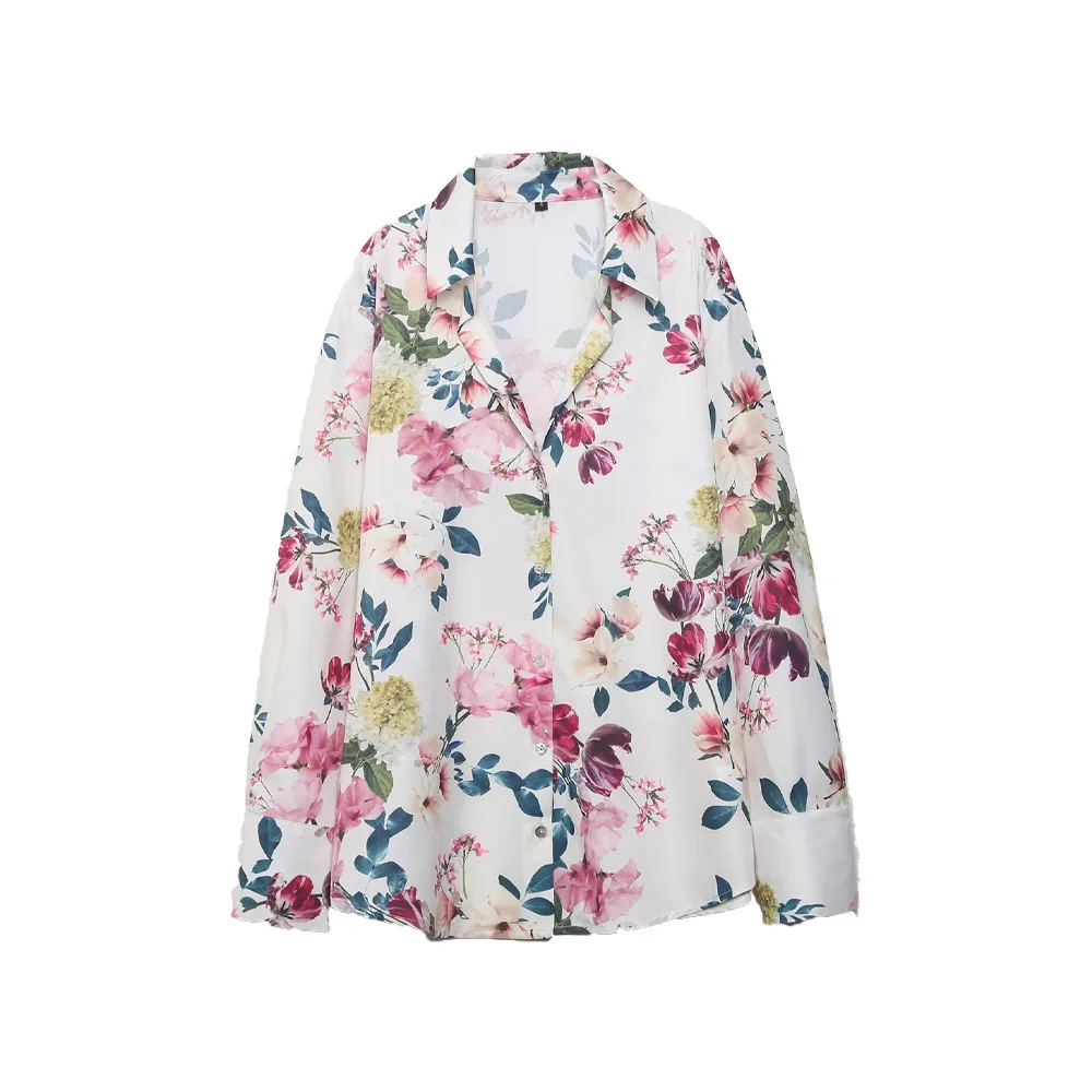 

Floral Print Loose Shirt Women Summer Korean Button Down Fashion Oversized Shirts Blouses Lady Casual Elegant Shirt Tops 2025