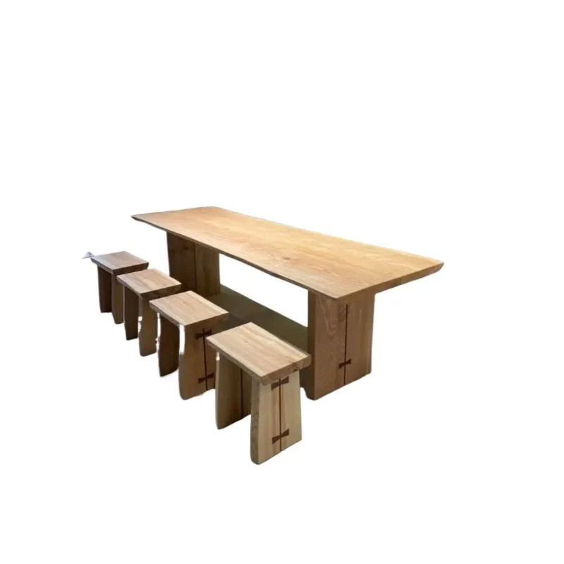 Solid wood dining table Log large board table Household rectangular dining table Modern simple ash wood double parcel desk Desk