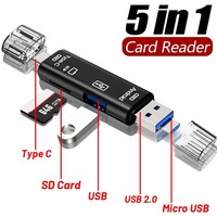 New 5 in 1 Multifunction USB 2.0 Type C USB Micro USB SD TF Memory Card Reader for Android Computer Dock OTG Type C Adapter