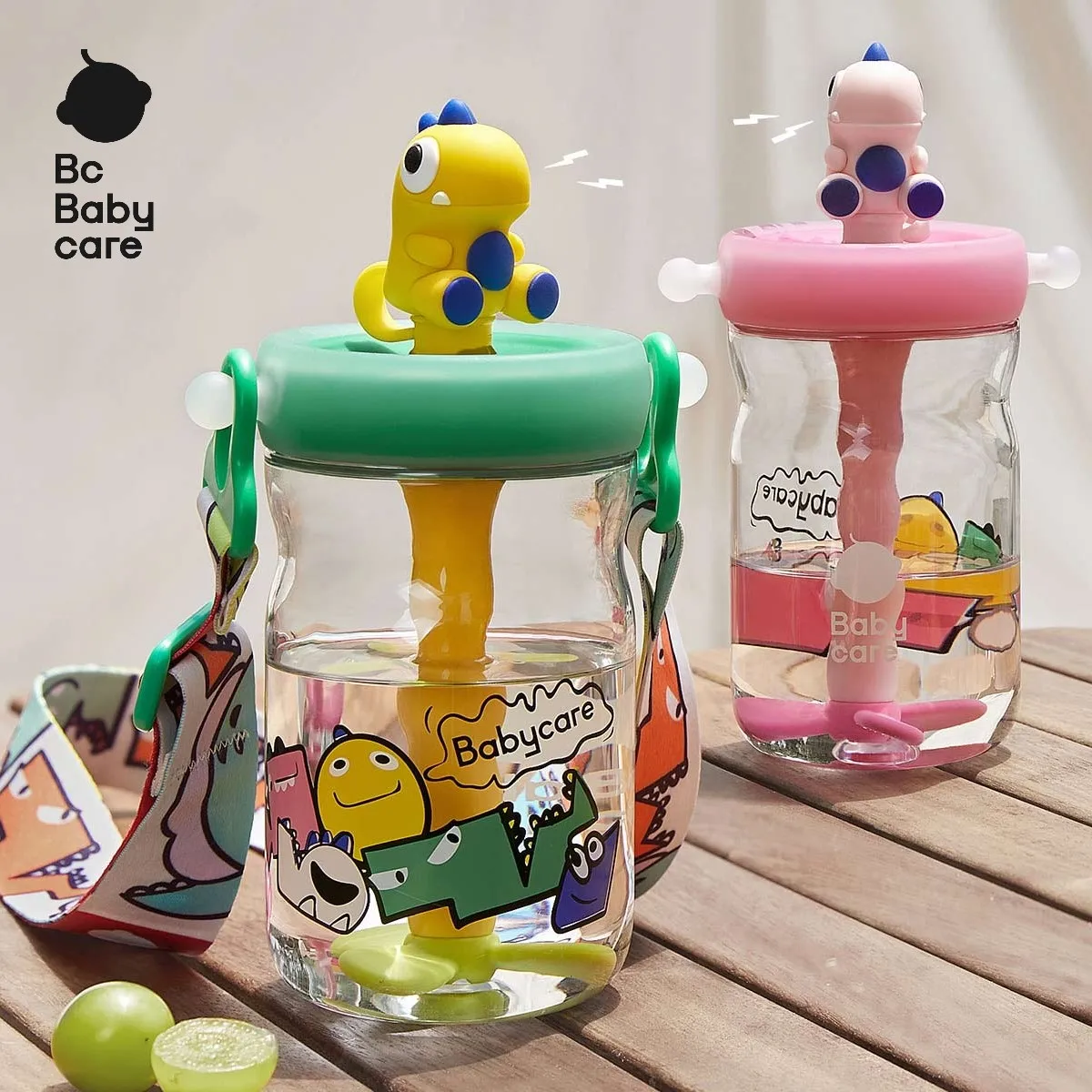 

Bc Babycare 500ml Baby Straw Cup Wide-Caliber Kids Drinking Water Bottle Dinosaur Shape Leak-proof Safe Training Feeding Cups