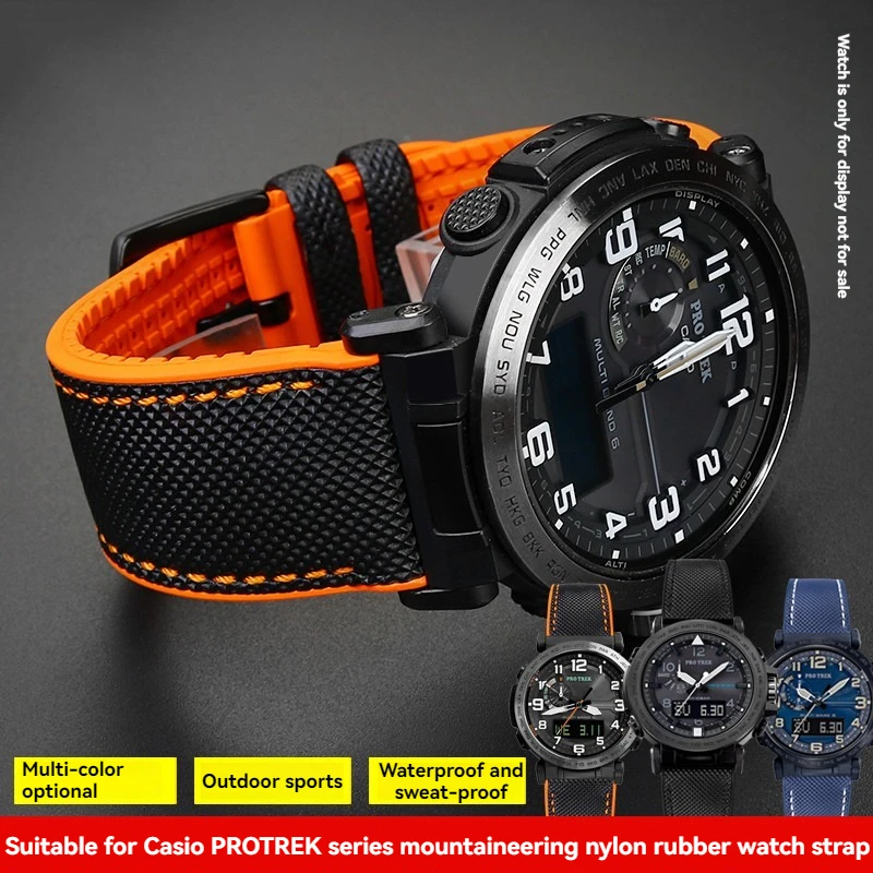 for Casio PROTREK mountaineering series PRG600/650 PRW-6600/6800 PRW-60Y/50Y/70Y/30 nylon pattern rubber watch strap