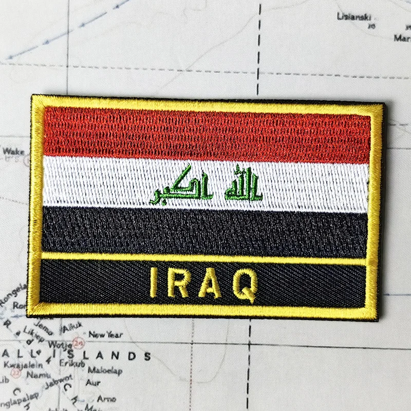 Iraq  National Flag Embroidery Patches Badge Shield And Square Shape Pin One Set On The Cloth Armband   Backpack  Decoration