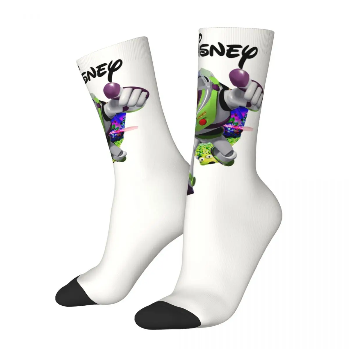 Crazy compression Buzz Lightyear Sock for Men Harajuku Disney Toy Story Buzz Lightyear Quality Pattern Crew Sock Casual