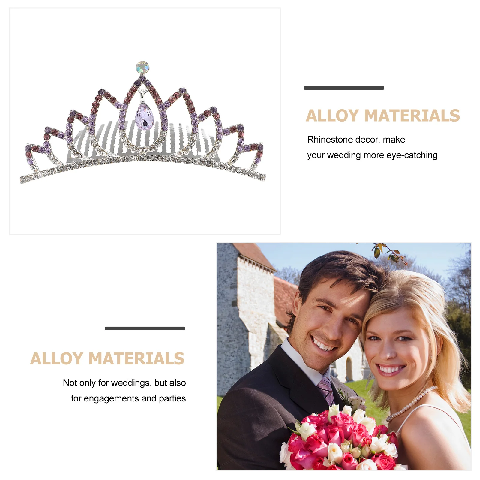 

Bridal Tiara Comb Sparkling Alloy Crown Clip for Women Fashionable Bride Headpiece Party Hair Accessory Lady Crown Comb