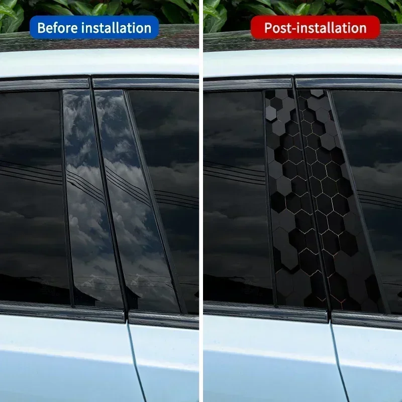 1PC/2PCS 3D Effect Honeycomb Car Stickers Auto Tattoo B Pillar Waterproof Center Column Decor DIY Car Doors Pillar Decals