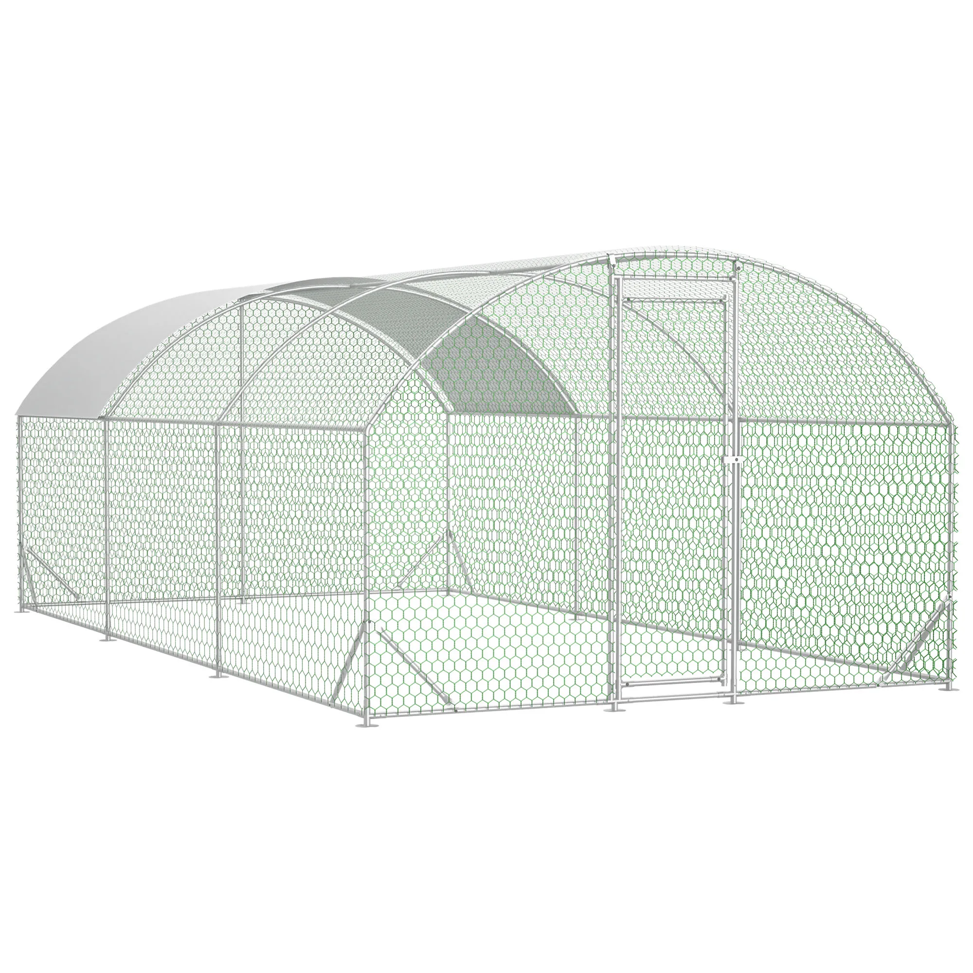 

Large Chicken Coop Metal Chicken Run with Waterproof and Anti-UV Cover, Dome Shaped Walk-in Fence Cage Hen House for Outdoor and