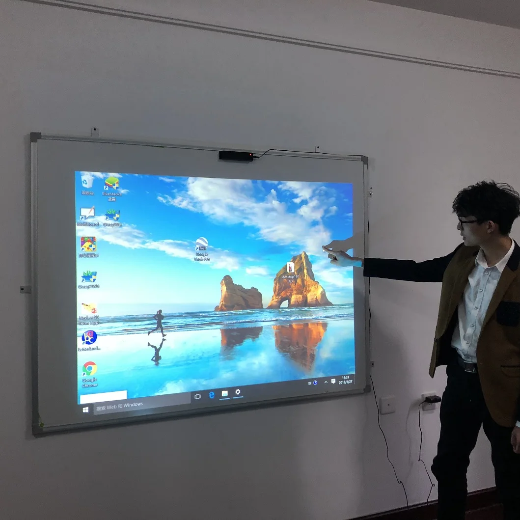 

100 Points Finger Touch Portable Whiteboard System Mini Interactive Smart board with Pen for Projector