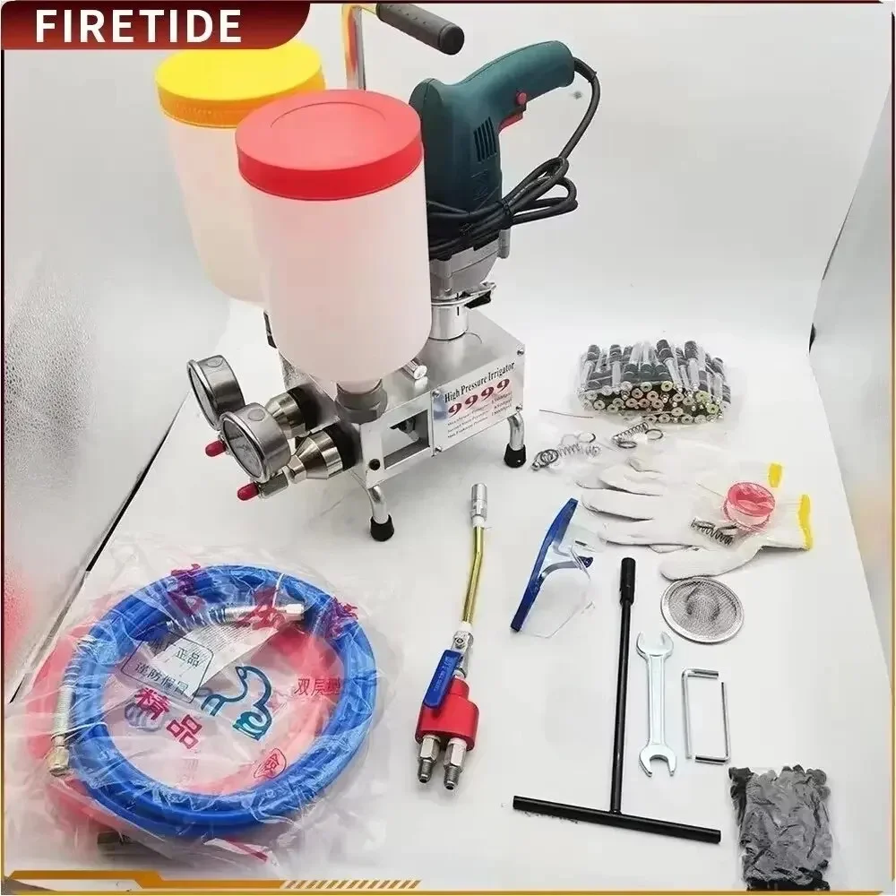 1100W 2 Twin Grouting Gun Grout Injection Pump Epoxy Polyurethane for Slab Lifiting or Concrect Repair Crack Waterproofing 220V