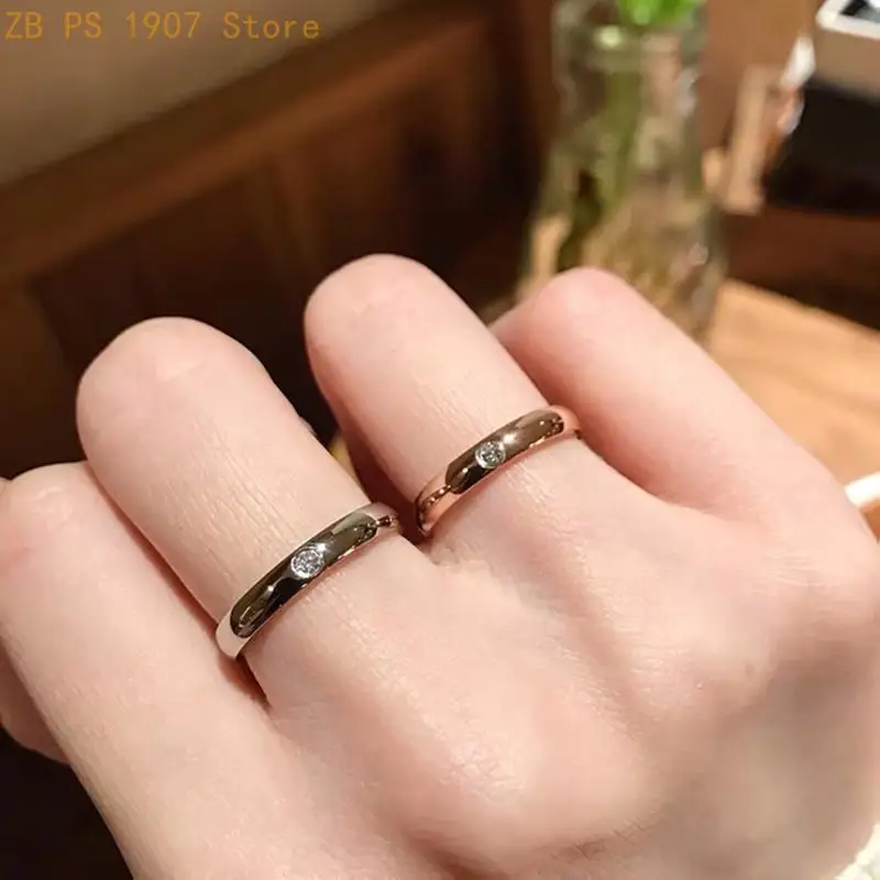 2Pieces/set Personalize Ring Anniversary Wedding Props Couple Rings for Women Men Promise Engagement Wedding Ring Set 55KA