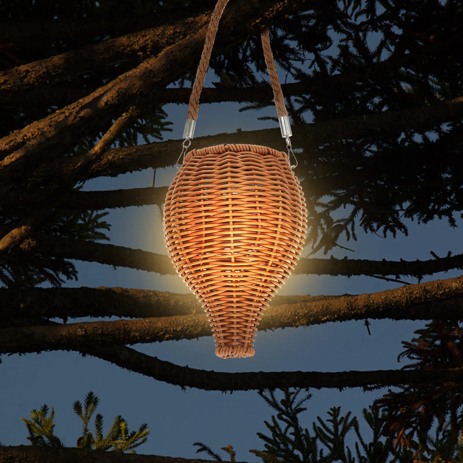 籐ランタン太陽光発電屋外ライト庭の装飾風景投影ランプ庭の芝生照明用