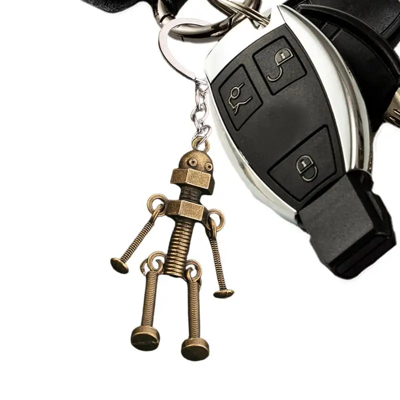 Retro Robot Keychain Hands And Feet Movable Robot Car Key Holder Robot Key Charm Creative Hang Ornament Backpack Accessory