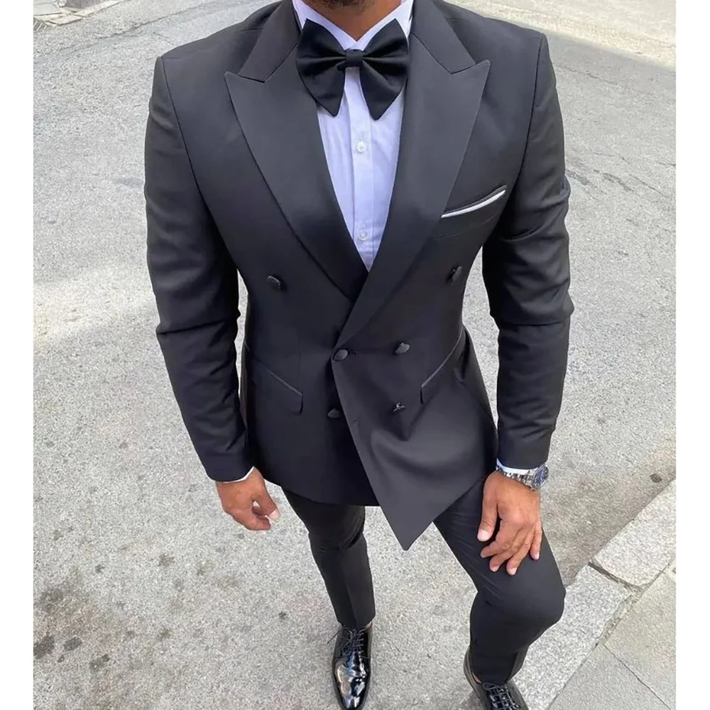 

Costume Homme Men Suits Double Breasted Peak Lapel Regular Length Blazer High Quality 2 Piece Jacket Pants Wedding Outfits 2024