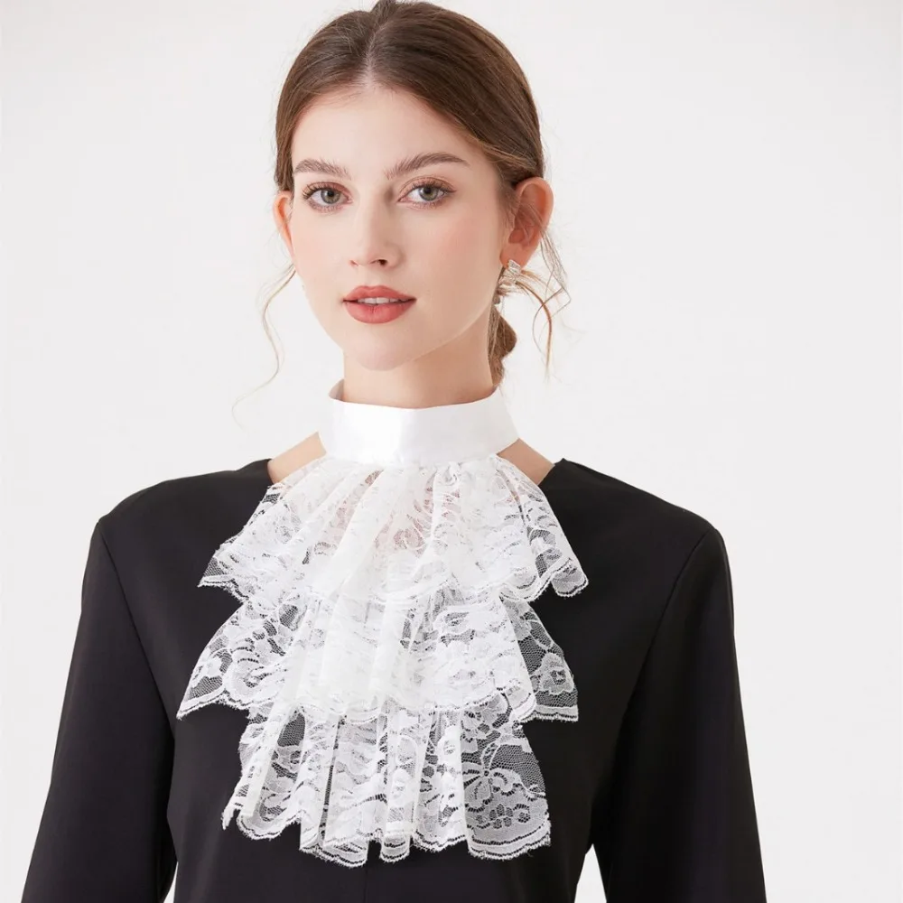 Detachable Renaissance Collar Vintage Elegant Elizabethan Neck Ruff Big Opera Ruffled Collar Theatrical Performances