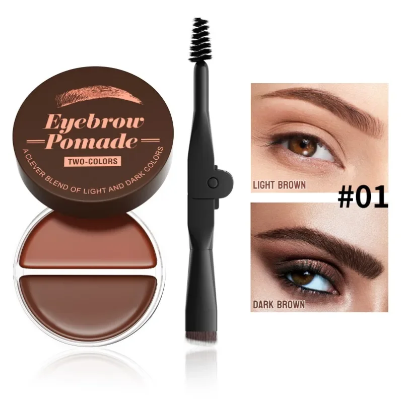 Krem do brwi Hello Kiss Two-Color 2w1 Naturalny Wodoodporny Odporny na pot Długotrwały Wosk do stylizacji brwi w stylu wild
