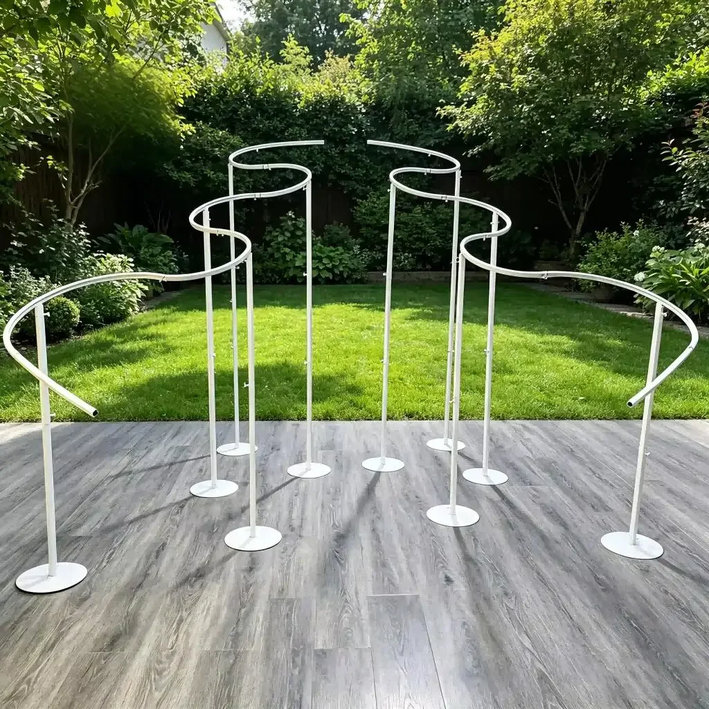 2-teiliges Garten-Hochzeits-Bogen-Set mit gewölbter Form, weißer Metall-Blumenständer, Hintergrund-Requisite für Zeremonien – Detail 2
