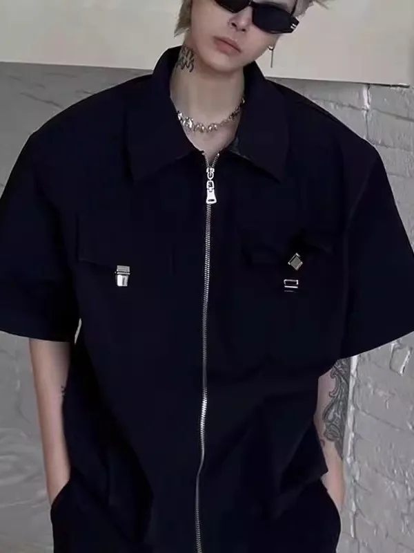 

plus Size 300 Pou Zipper Front oulder Padded ort Sve Work irt Men's Summer Casual irt Jaet American Sle Loo...