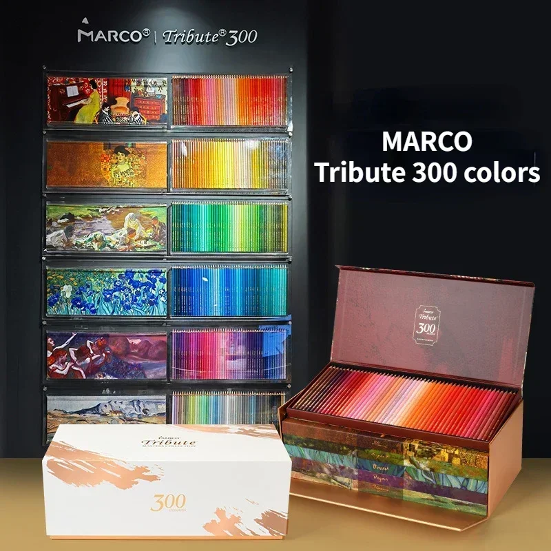 Conjunto de Lápis Coloridos Marco Tribute, Lápis de Cor Master Oil Limited, Art Supplies para Coleção do Artista, Caixa de Presente, 300.240 Cores