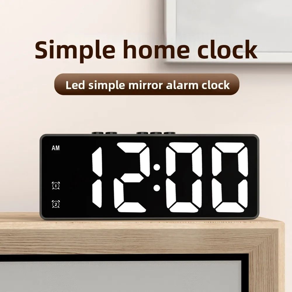 Electronic Alarm Clock with LED Display USB Powered Dual Use Digital Clock Voice Control Temperature for Students