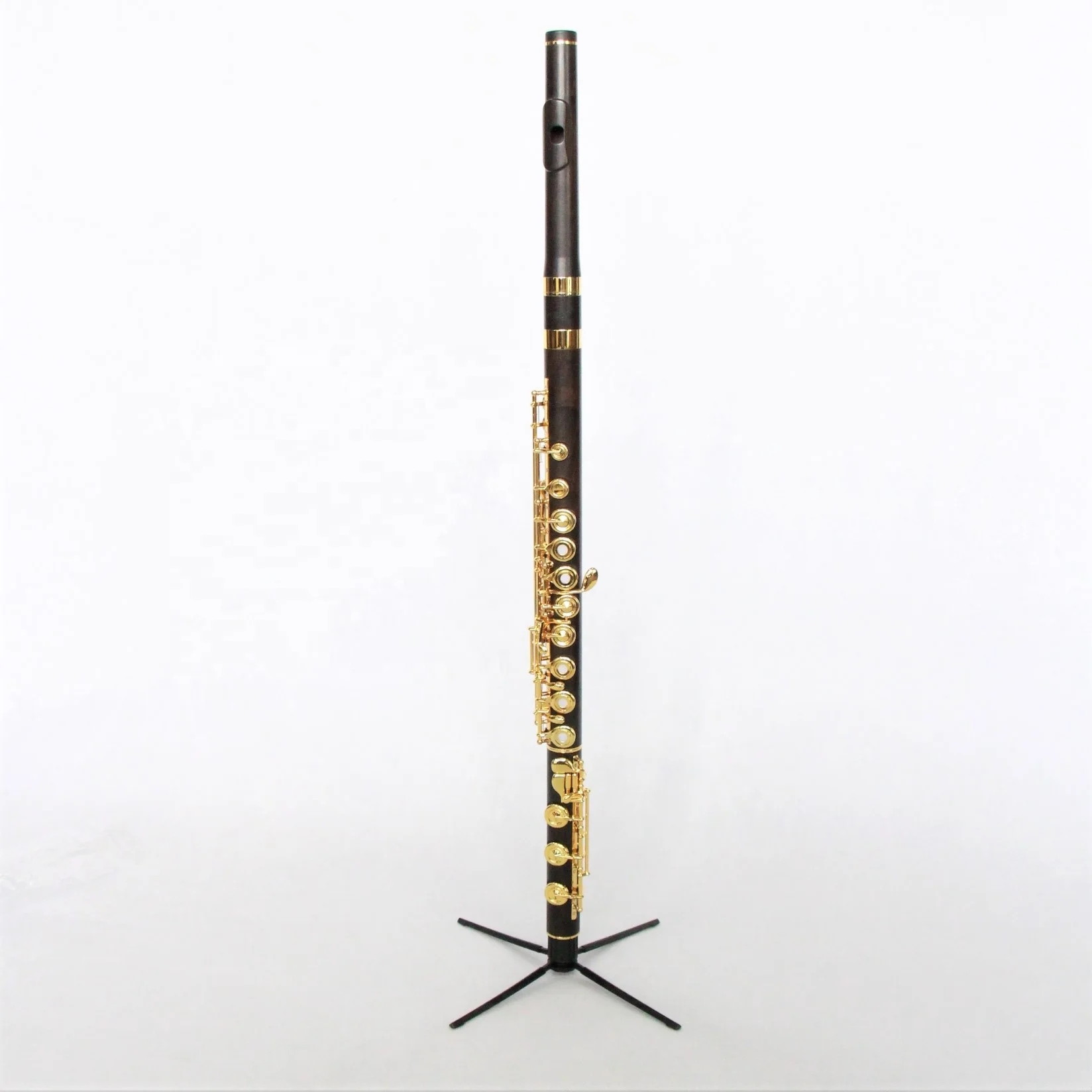 Ebony Wooden 17‑Hole C Tone Transverse Flute Gold‑Plated Woodwind Instrument for Advanced Learner Home Practice Band Performance
