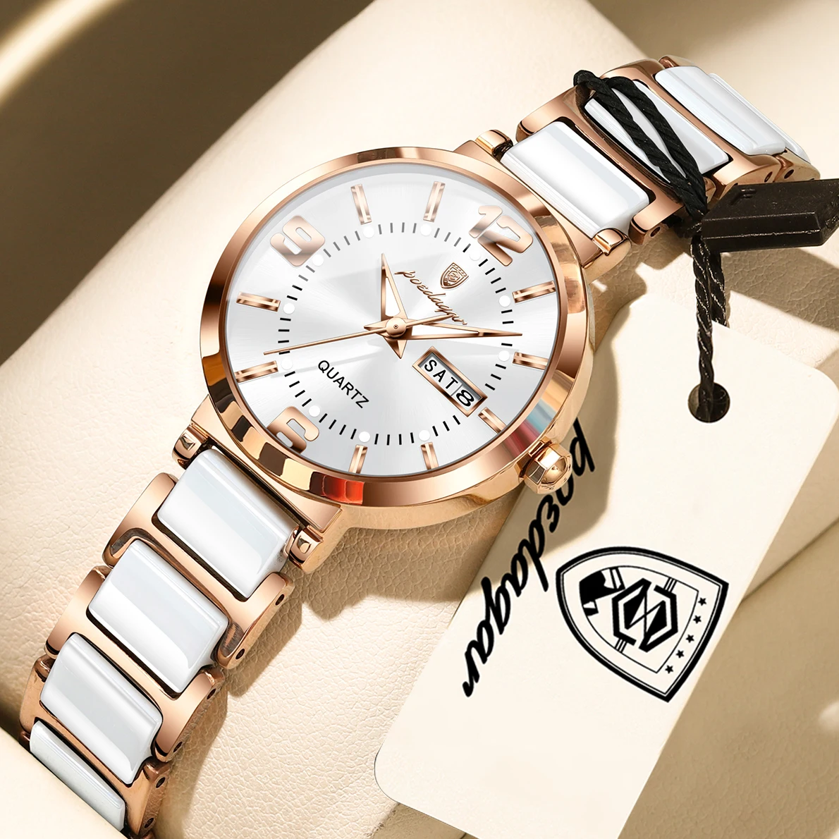 POEDAGAR Top Original Woman Clock Waterproof Quartz Elegant Ladies Wristwatch Stainless Steel Week Date Fashion Women's Watches image 2