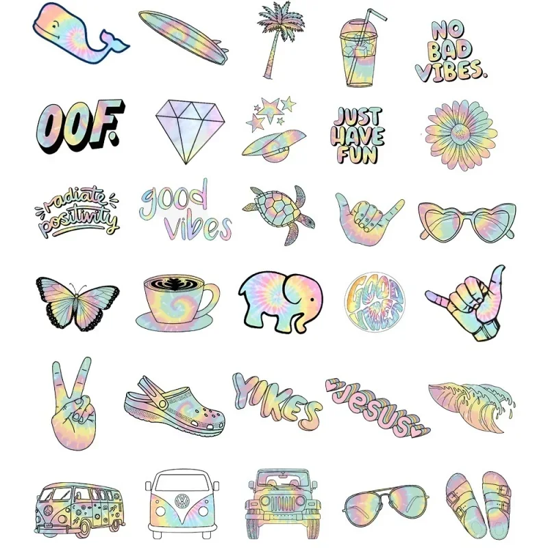 10/25/50pcs Alien Dreamy Rainbow Gradient Graffiti Stickers Waterproof Sticker