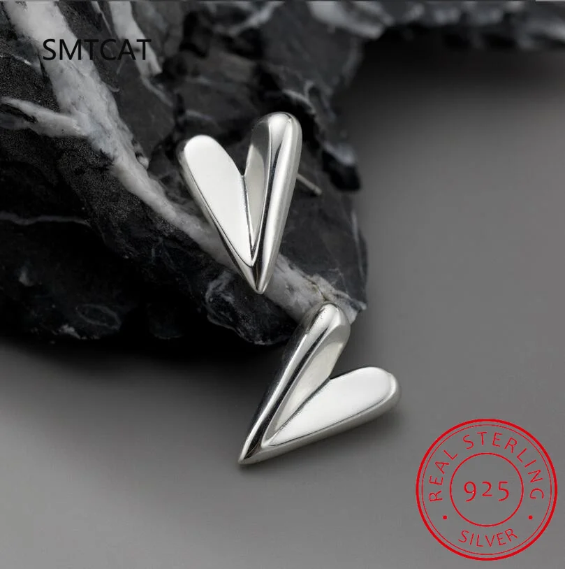 Real 925 Sterling Silver Sweet Heart Earrings for Daughter Mother‘s Day Birthday Gift Fine Jewelry DS3683