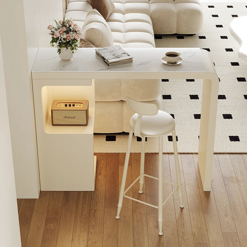 Cream wind rock slab small bar counter household dining side cabinet integrated creative high table partition balcony casual lig