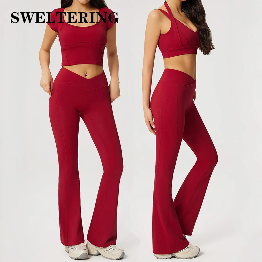 

Yoga Set 2PCS Sports Set Women Tracksuit Quick-Drying Gym Clothes Fitness Suit Female Running Workout Short Sleeve Yoga Clothing