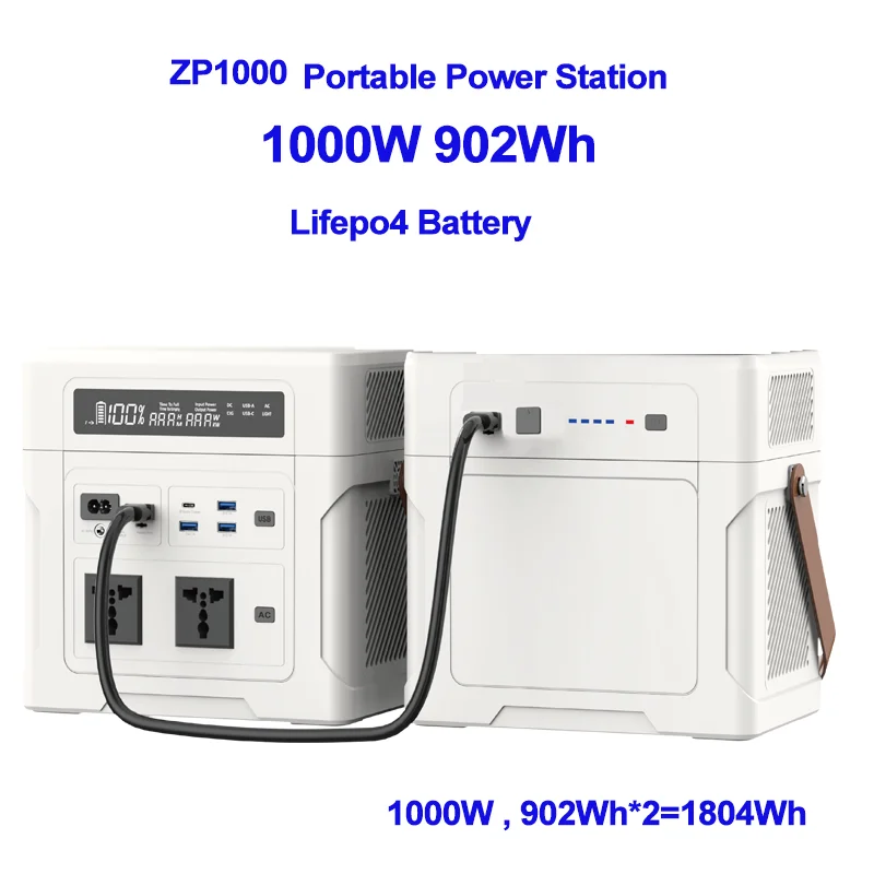 ZP1000 Portable Power Station 1000W 902Wh/1804Wh/2706Wh Solar Generator  with Pure Sine Wave LiFePO4 Battery for Emergency Backup - AliExpress 44