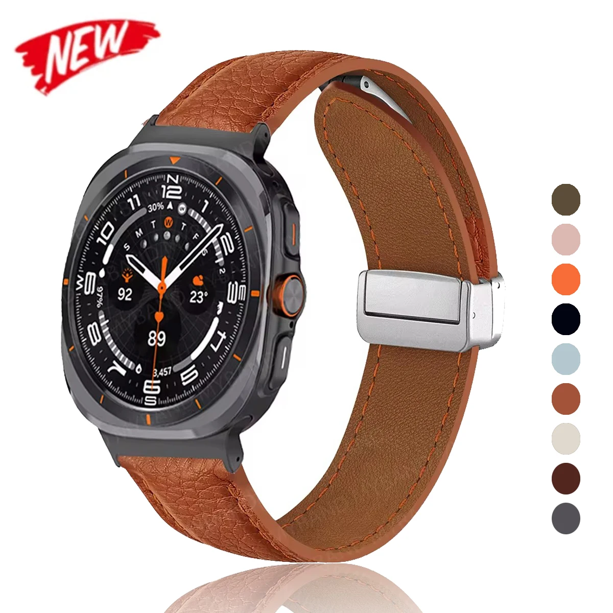 

No Gaps Magnetic Leather Strap For Samsung Galaxy Watch 7 Ultra 47mm Band Bracelet For Galaxy Watch ULTRA 7 Curved End Correa