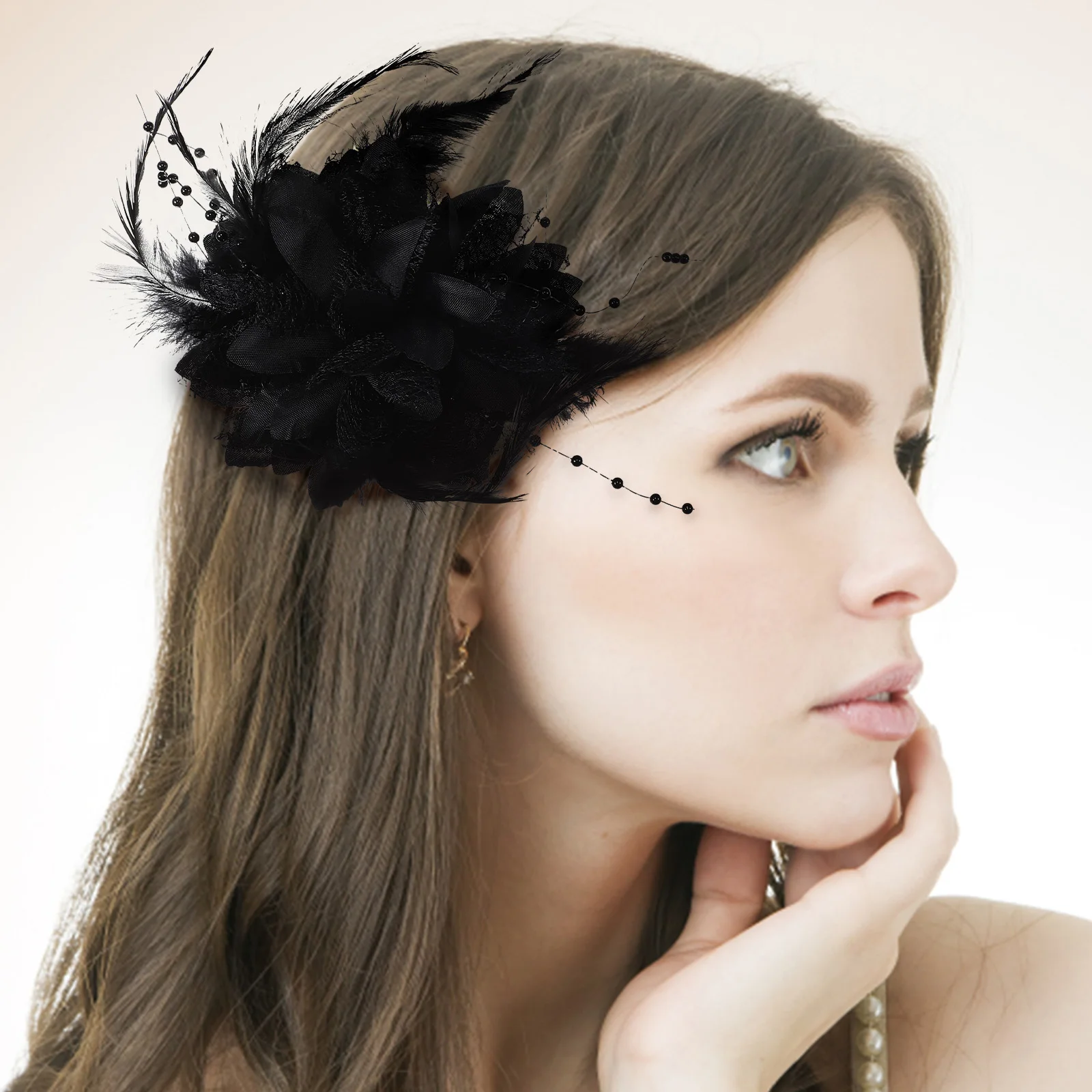 

4 Pcs Black Flower Clips Women Stylish Elegant Lightweight Bridal Wedding Party Dance Goth Hair Barrettes for Daily