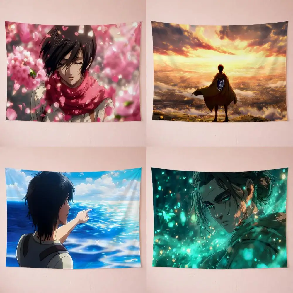 Epic Gritty Dark Fantasy Anime A-Attack On Titans Tapestry Washable Soft Tapestry Wall Art Decor for Living Home Room Bedroom