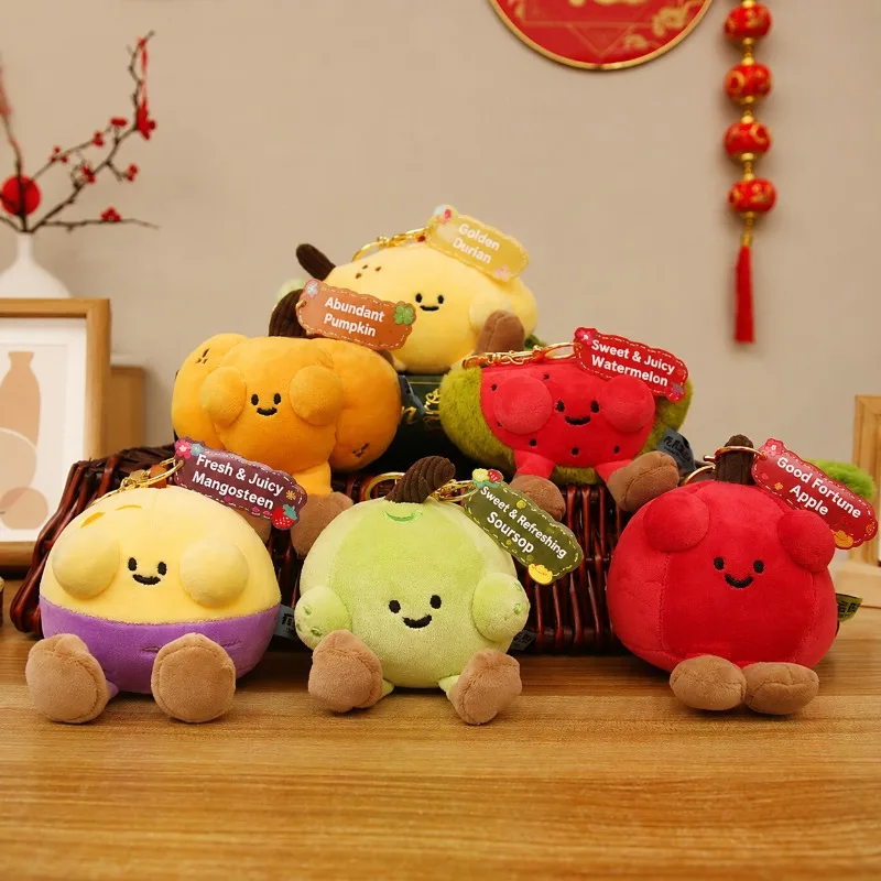 Fluffy Fruit Themed Plush Doll Pendant Soft Cartoon Fruit Stuffed Toy Keychain Cute Backpack Handbag Hanging Ornament Lovely