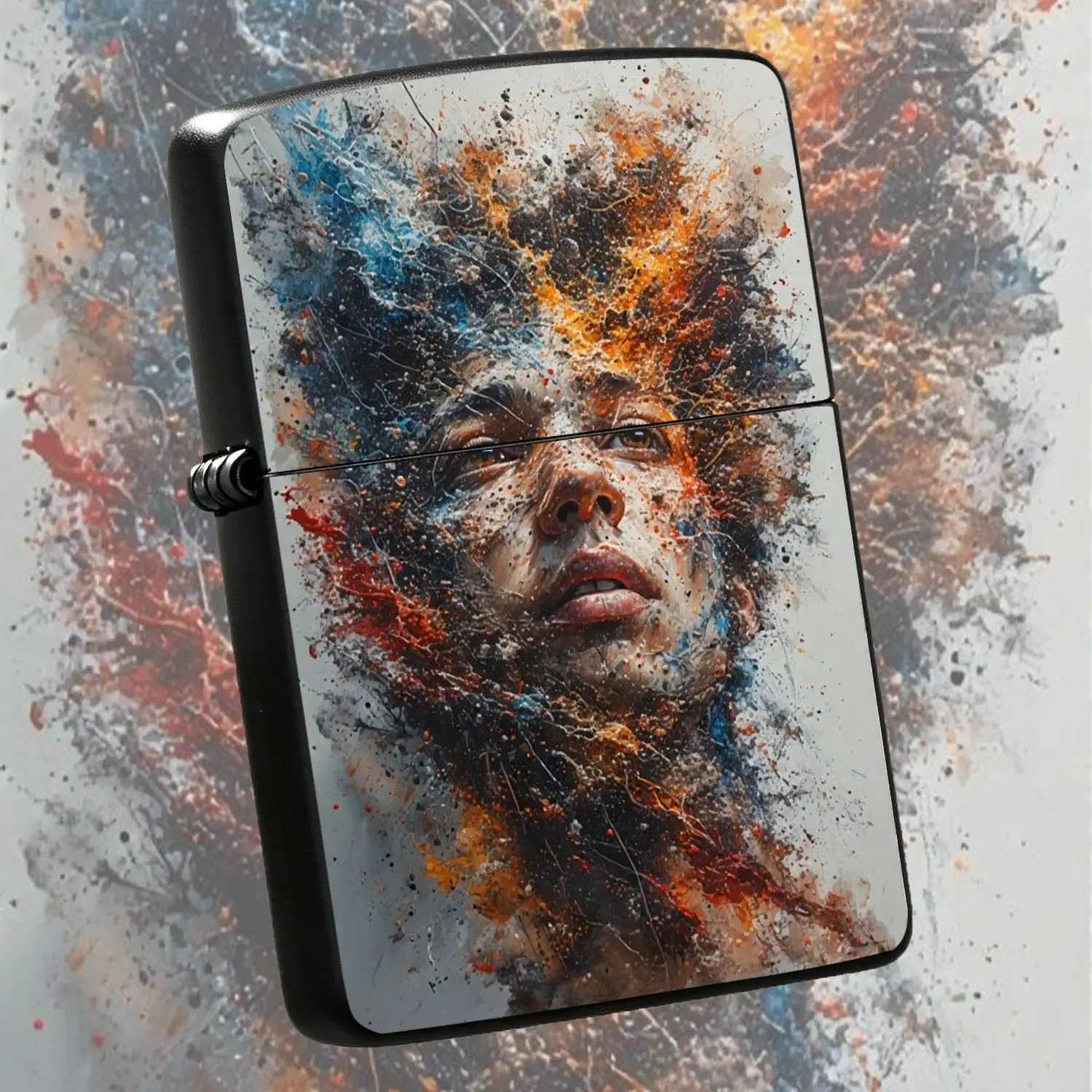 Artistic Splash Ink Portrait Themed Lighter, Abstract Creative Upward Gaze Visual Design, Trendy Portable Daily Tool, Suitable For All Scenarios, Exquisite Unique Sense Artwork, Ideal For Personal Use And Gifting, Stunning Texture Integrate