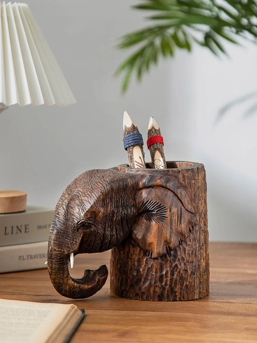 portalapices-de-madera-artesanal-con-forma-de-elefante-organizador-de-escritorio-de-alto-valor-estetico-caja-de-almacenamiento-de-escritorio-almacenamiento-de-papeleria