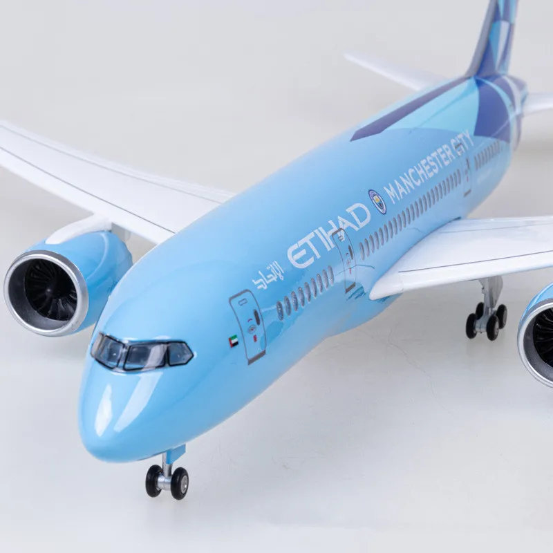 43CM 1:130 Scale Diecast Model Etihad Airways Boeing 787 Manchester City livery Resin Airplane Airbus Collection Display Gifts