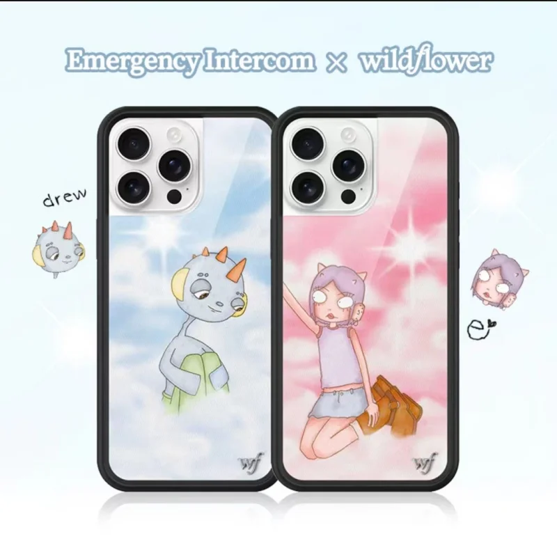 Hot 2025 Wildflower Emergency Intercom WF Phone Protect Case for iPhone 12 13 14 15 16 Pro Max Plus 3D Cartoon Wildflower Cover