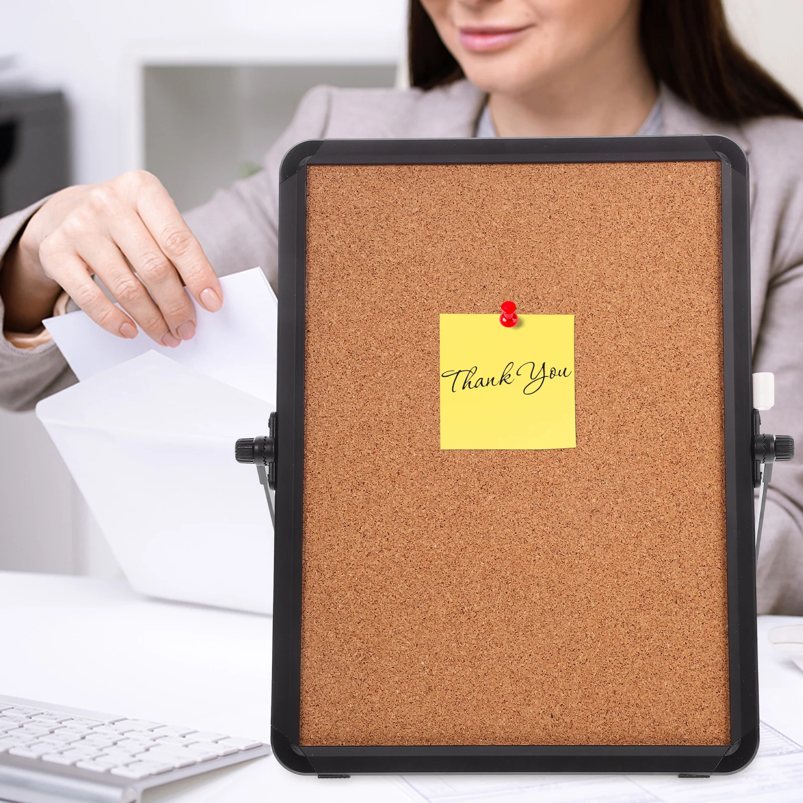 

1pc Cork Bulletin For Bulletin Boards Home Office Decorative Pin Board Wall Mounted Notice Board Desktop Organizer