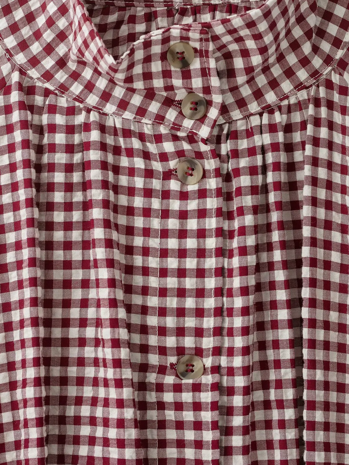 2026 Neue Damen Kurzarm-Bluse mit Langen Ärmeln, Stilvolle Karierte Freizeitbluse für Herbst und Frühling, Elegante Oberteile mit Stehkragen und Knöpfen – Detail 4