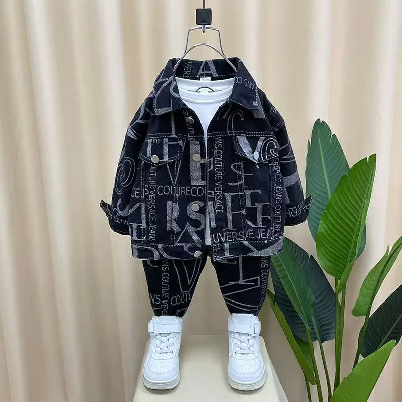

Boys' Spring and Autumn Cowboy Set 2025 New Children's Korean Edition Children's Clothing Boys' Jacket Pants Two Piece Set