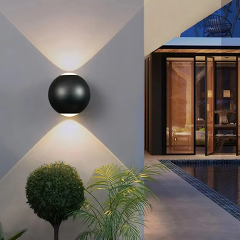 Modern Art Decor Round LED Wall Sconce Adjustable Up‑Down Light Indoor Outdoor Wall Lamp for Hotel Villa Home Decoration