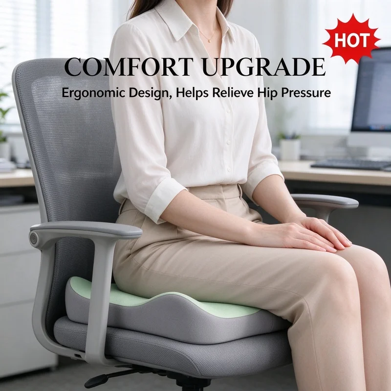 Coussin de siège ergonomique en mousse à mémoire de forme 3D avec housse amovible et lavable pour chaise de bureau et siège de voiture