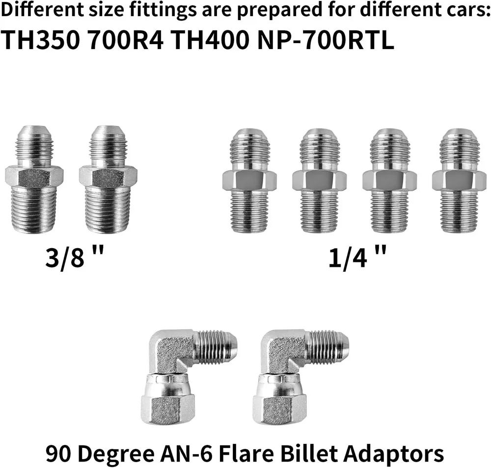 Imagem -03 - Fluido de Transmissão Trançada de Refrigerador de Óleo Kit de Linha de Mangueira Universal Tipos de Juntas 6an 52 70 4l60e 4l80e 350 400 Aço Inoxidável