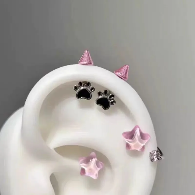Legal e doce gato garra diabo orelha unhas osso personalidade única criatividade versátil nicho brincos de alta qualidade