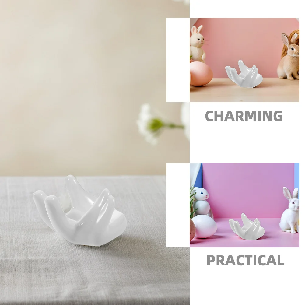 6 Pcs Eggs Breakfast Kitchen Cooking Table Decor Ceramic Hand Shaped Cup Holder